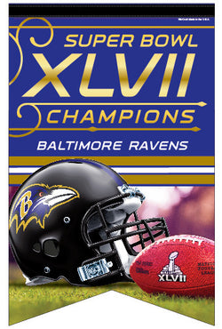 Baltimore Ravens Super Bowl XLVII Champions Premium Felt 17x26 Wall Banner - Wincraft
