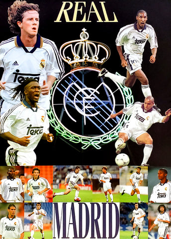 Real Madrid C.F. "Team 2000" 14 Players In Action Collage Poster - UK Posters