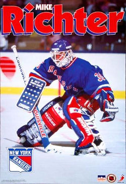 Mike Richter "Cage Mask" (1992) Classic New York Rangers Poster - Starline Inc.