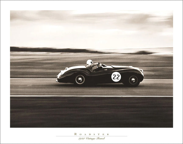 Roadster 1950 Vintage Jaguar Car Racing Poster Print - Unwrapped Collection