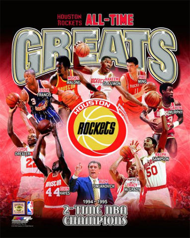 Houston Rockets All-Time Greats (10 Legends, 2 Championships) Premium Poster Print - Photofile