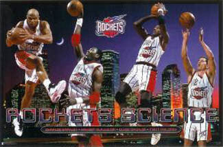 Houston Rockets "Rockets Science" Poster (Barkley, Olajuwon, Drexler, Maloney) - Costacos 1997