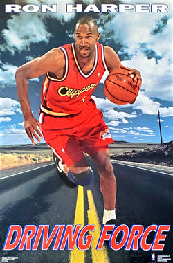 Ron Harper "Driving Force" Los Angeles Clippers NBA Basketball Action Poster - Costacos Brothers 1992