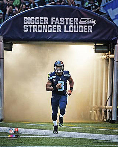 Russell Wilson "Bigger Faster Stronger Louder" Seattle Seahawks Premium Poster - Photofile