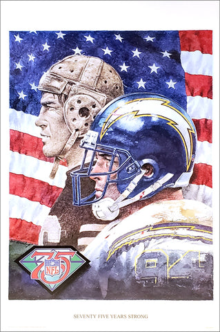 San Diego Chargers NFL 75th Anniversary Commemorative Poster by Merv Corning - Front Row Collectibles