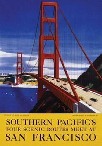 San Francisco Golden Gate Bridge c.1938 Vintage Southern Pacific Railways Poster Reproduction