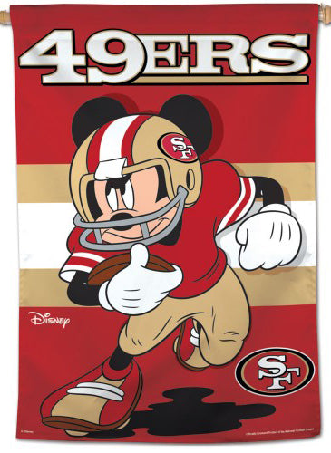San Francisco 49ers "Storming Mickey" Official NFL Disney Wall BANNER - Wincraft Inc.