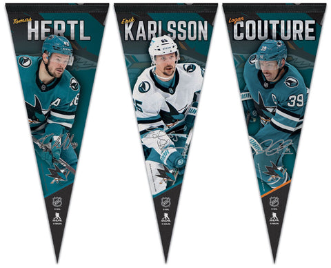 San Jose Sharks Superstars Premium Felt Collector's Pennants (Tomas Hertl, Erik Karlsson, Logan Couture) - Wincraft Inc.