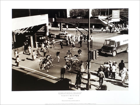 Football in Downtown Chicago "1st and 10, From Curb to Curb" by Scott Mutter Poster Print - Surrational Images 1982