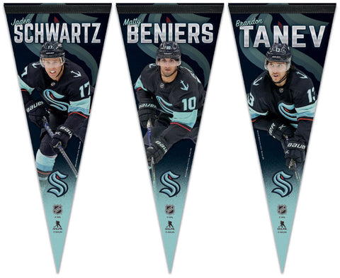 Seattle Kraken Superstars Premium Felt Collector's Pennants (Matty Beniers, Brandon Tanev, Jaden Schwartz) - Wincraft Inc.