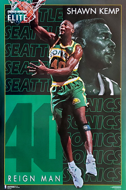 Vintage 90s NBA Shawn Kemp 40 Seattle Supersonics Jersey by 