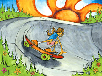 Skateboarding "Bank Roll" Pop Art Poster by Bogy - Surfing Artists International