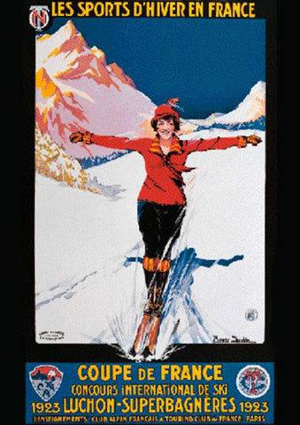 Skiing "Coupe de France 1923" Luchon-Superbagneres Travel Poster by Roger Soubie Large Reproduction Print