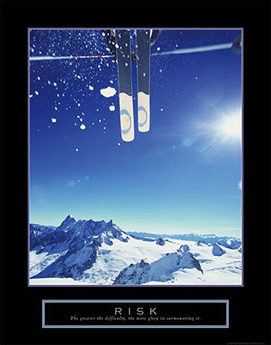 Skiing "Risk" Motivational Inspirational Poster - Front Line