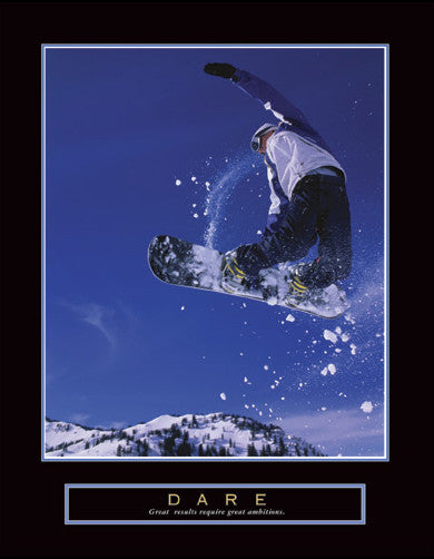 Snowboarding "Dare" Motivational Poster - Front Line