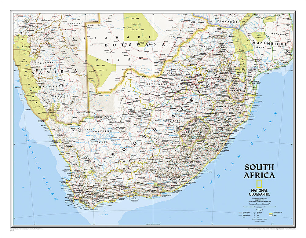 Map of SOUTH AFRICA National Geographic Classic Edition 23x30 Wall Map