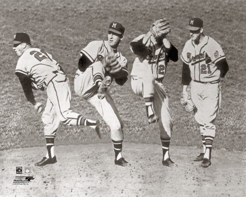 Warren Spahn Milwaukee Braves Black-and-White Classic (c.1957) Premium Poster Print - Photofile Inc.