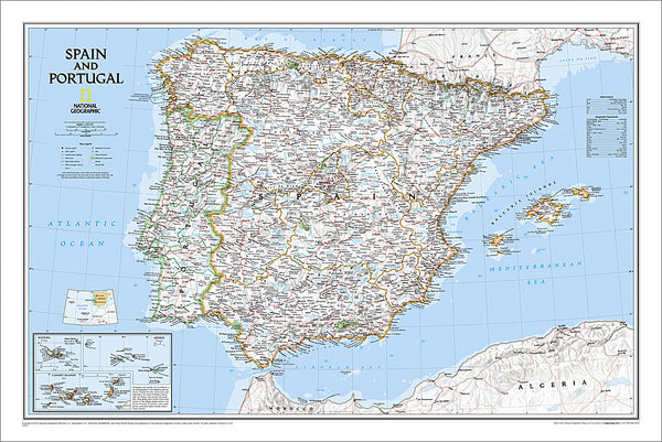 Map of Spain and Portugal National Geographic Classic Edition 22x33 Wall Map Poster - NG Maps