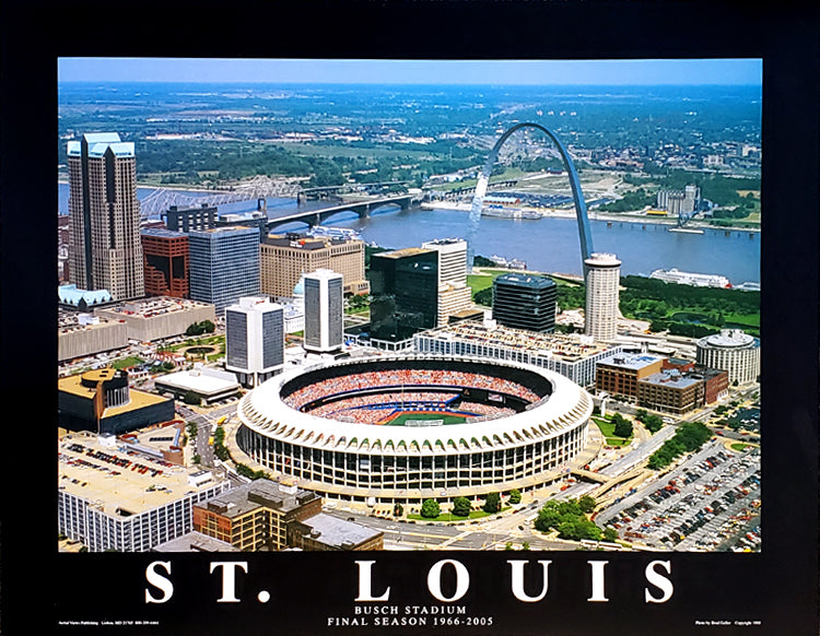 Vintage St Louis City Skyline Baseball At Gameday
