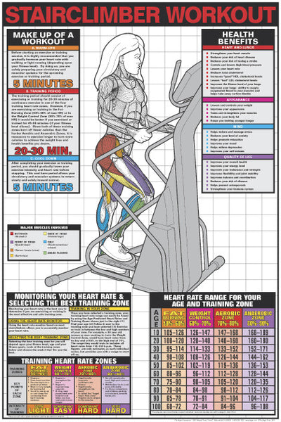Stair Climber Workout Fitness Center Instructional Wall Chart Poster - Fitnus Posters
