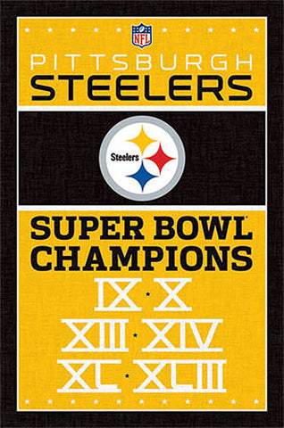 Pittsburgh Steelers 6-Time NFL Super Bowl Champions Commemorative Wall Poster - Costacos