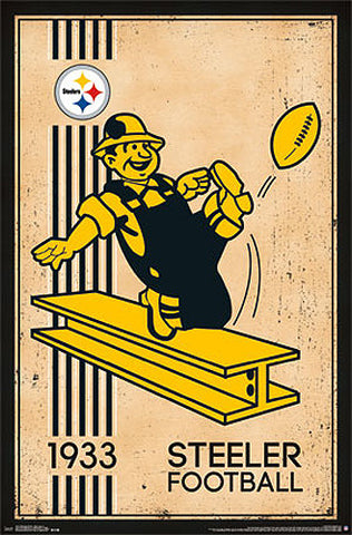 Pittsburgh Steelers NFL Heritage Series Official Retro Logo Team Poster - Costacos Sports