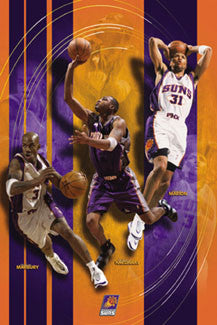 Phoenix Suns "Triple Action" Poster (Stephon Marbury, Anfernee Hardaway, Shawn Marion) - Costacos 2002