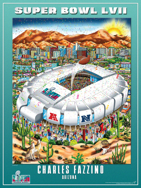 Super Bowl LVII (Arizona 2023) Official NFL Football Commemorative Pop Art Poster - Fazzino