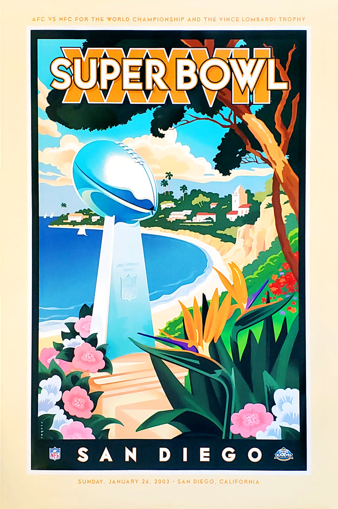 Super Bowl XXXVII (San Diego 2003) Official Event Poster - Action Images  Inc.