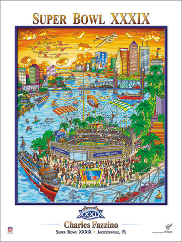 Super Bowl XXXIX (Jacksonville 2005) Official Commemorative Pop Art Poster - Charles Fazzino