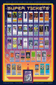 Super Bowl XXXVIII "Super Tickets" (2004) Official NFL History Poster - Action Images Inc.