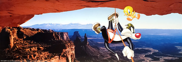 Rock Climbing Rappelling "Extreme Sylvester & Tweety" 12x36 Wall Poster - Nuova