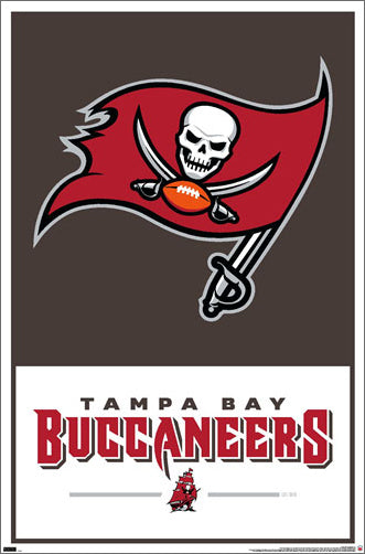 Tampa Bay Buccaneers Official NFL Football Team Logo and Wordmark Poster - Costacos Sports
