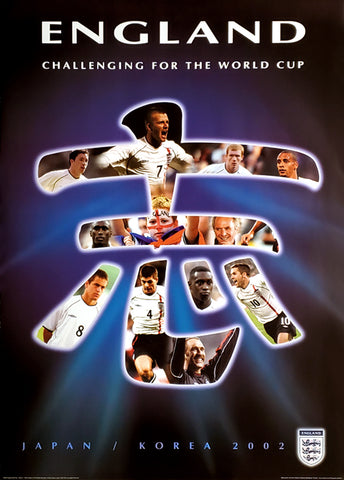 Team England Three Lions Official World Cup 2002 Korea/Japan Poster - Pantherex