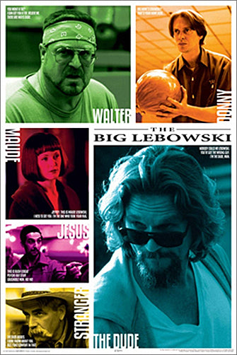 The Big Lebowski Six Main Characters with Quotes Poster - Aquarius Images