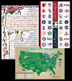 The Ultimate Baseball Fan's Ultimate Three-Poster Combo Set (History, Stadiums, MLB Logos)