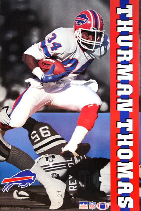 Thurman Thomas 'Airborne' Buffalo Bills Poster - Starline 1991 – Sports  Poster Warehouse