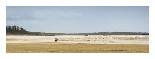 Tofino, BC, Canada "Surfers on the Beach" Panoramic Poster Print - Canadian Art Prints