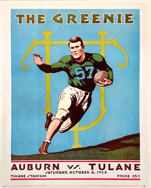 Tulane Football "The Greenie" 1934 vs. Auburn Vintage Program Cover Poster Print - Asgard Press