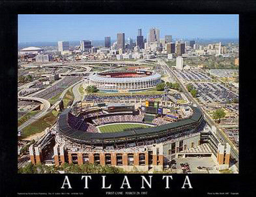 Atlanta Braves First Game at Turner Field 1997 Stadium Poster - Aerial Views