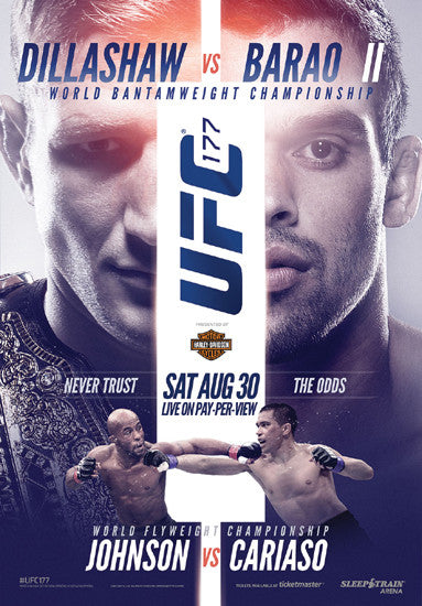 UFC 177 Official Event Poster (Dillashaw vs. Barao II) - Sacramento 8/30/2014