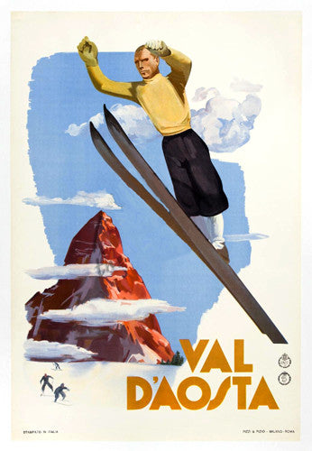 Val D'Aosta Ski Jumper (c.1935) Vintage Poster Reprint - AAC