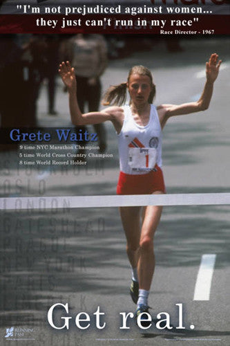 Grete Waitz "Get Real" Classic Marathon Running Poster Print - Running Past