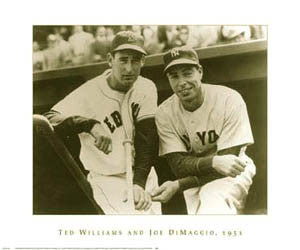 Ted Williams and Joe DiMaggio 1951 Classic Baseball Premium Poster- NYGS