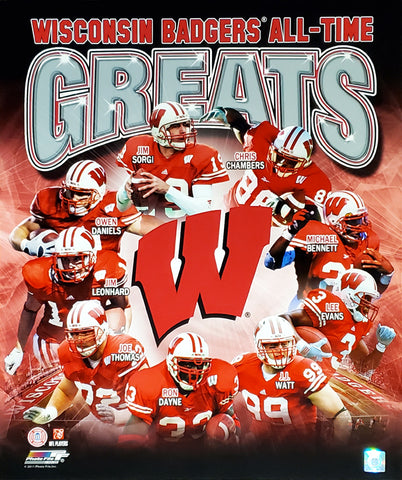 Wisconsin Badgers Football All-Time Greats (9 Legends) Premium Poster Print - Photofile Inc.