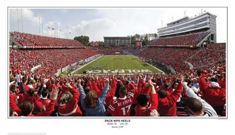 NC State Football "Pack Nips Heels" Gameday Poster Print - Sports Photos Inc.