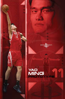 Yao Ming "Prototype" Houston Rockets NBA Basketball Action Poster - Costacos 2005