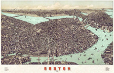 Vintage 19th Century Aerial City Map Posters