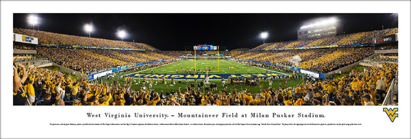 West Virginia Mountaineers Football "End Zone" Panoramic Poster Print - Blakeway Worldwide
