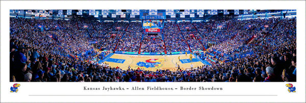 Kansas Jayhawks Basketball Allen Fieldhouse Game Night Panoramic Poster Print - Blakeway